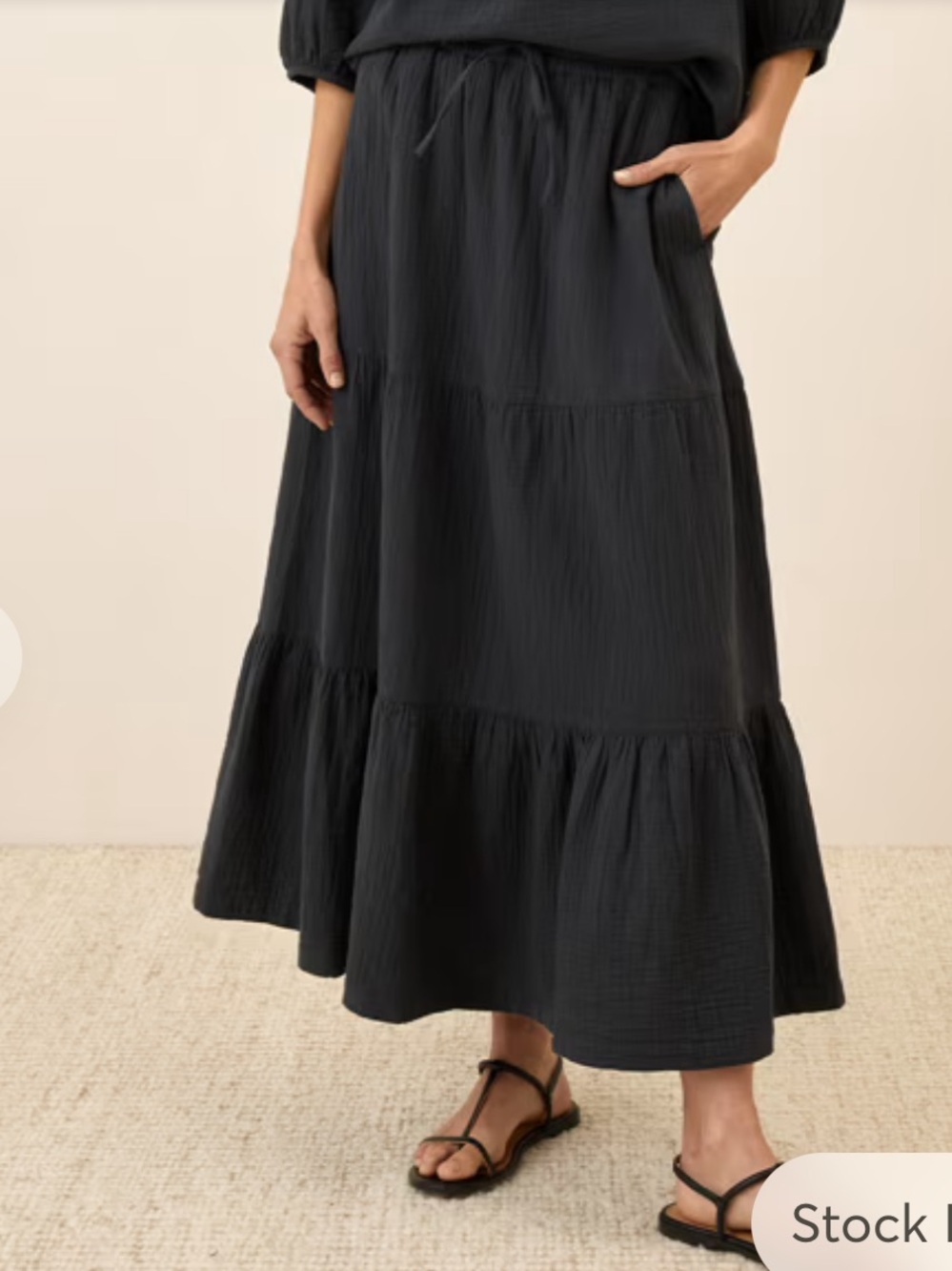Pact Coastal Tiered Drawstring Maxi Skirt 100% organic cotton